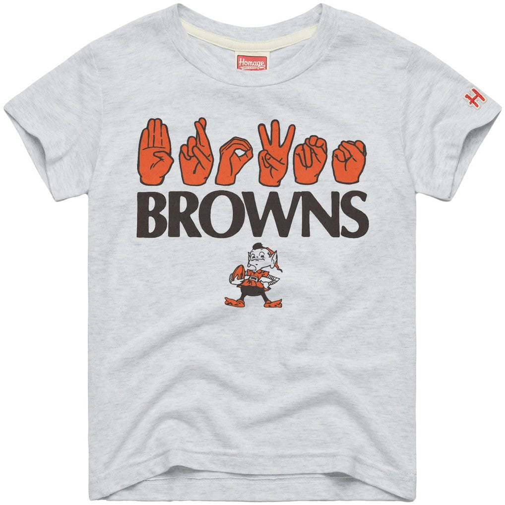 Cleveland Browns Homage Youth Love Sign x ASL 2.0 Tri-Blend T-Shirt - Ash for sale