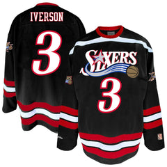 Allen Iverson Philadelphia 76ers Big & Tall NBA Hockey Jersey - Black for sale