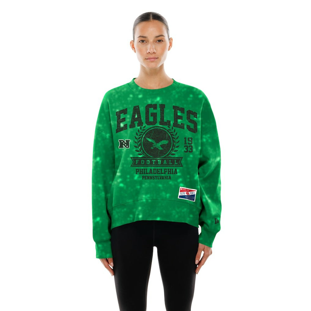 Philadelphia Eagles New Era Women's Throwback Oversized Boxy Sweatshirt - Kelly Green outlet