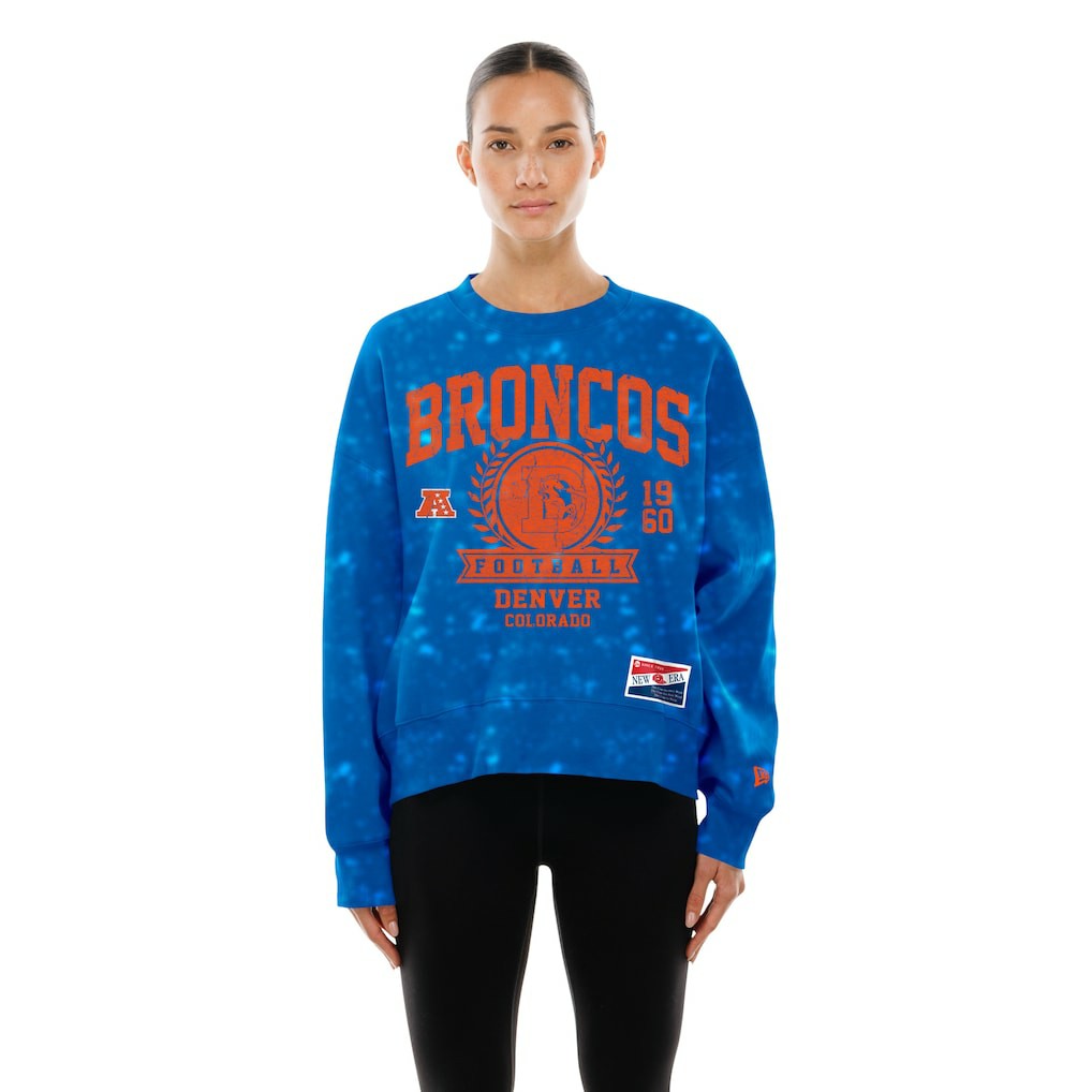 Denver Broncos New Era Women's Throwback Oversized Boxy Sweatshirt - Royal on sale