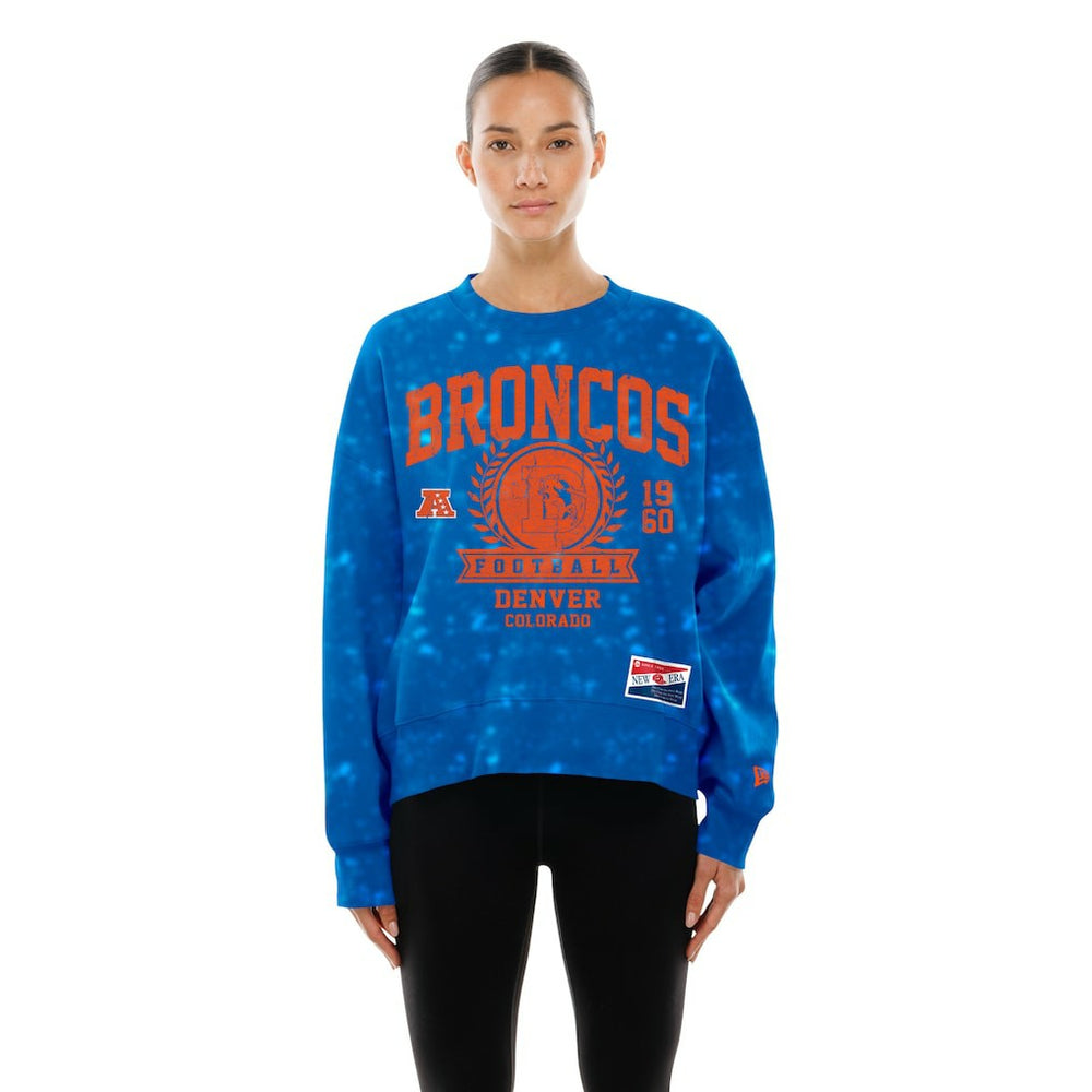 Denver Broncos New Era Women's Throwback Oversized Boxy Sweatshirt - Royal on sale