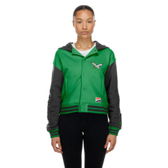 Philadelphia Eagles New Era Women's Throwback Full-Snap Hooded Jacket - Kelly Green discount