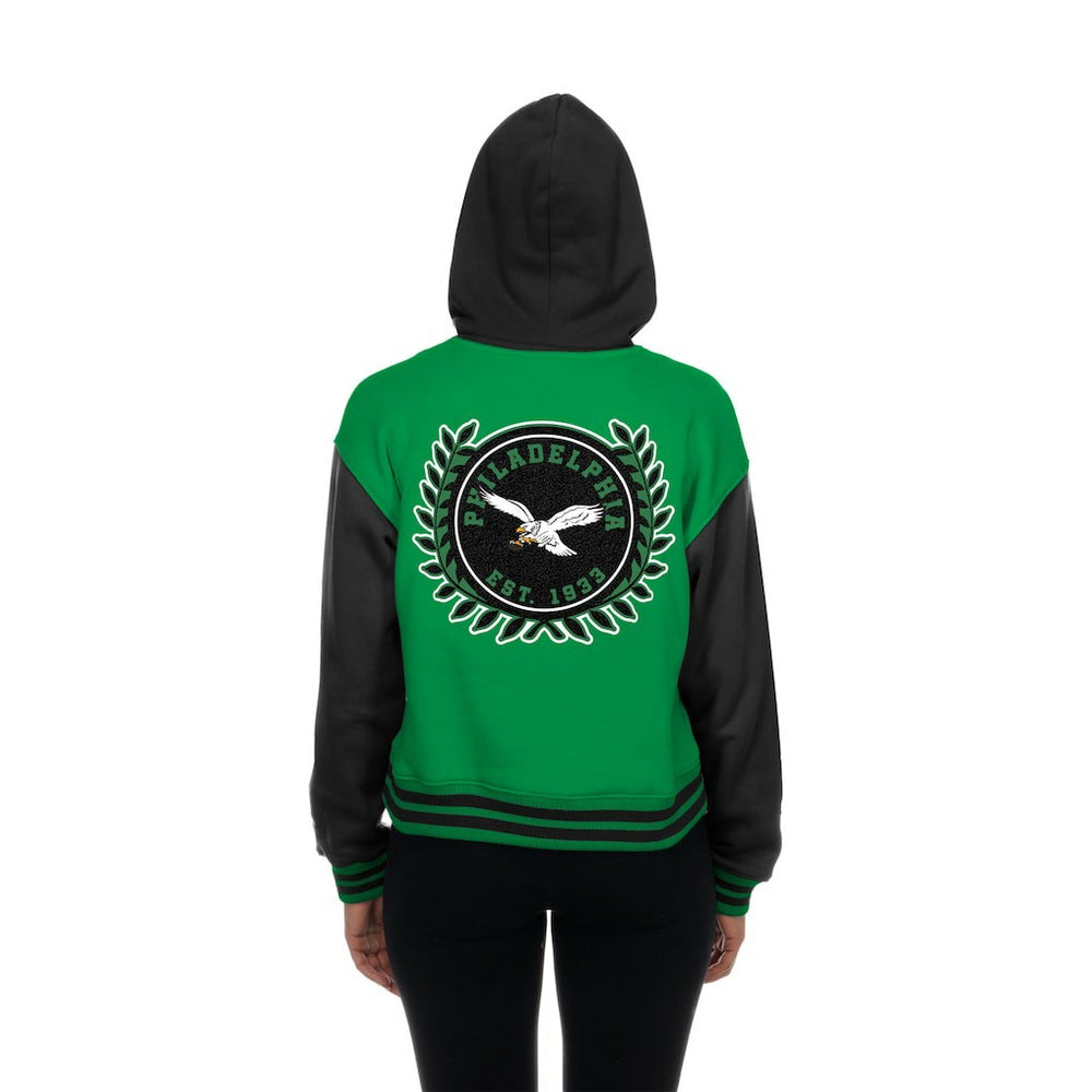 Philadelphia Eagles New Era Women's Throwback Full-Snap Hooded Jacket - Kelly Green discount