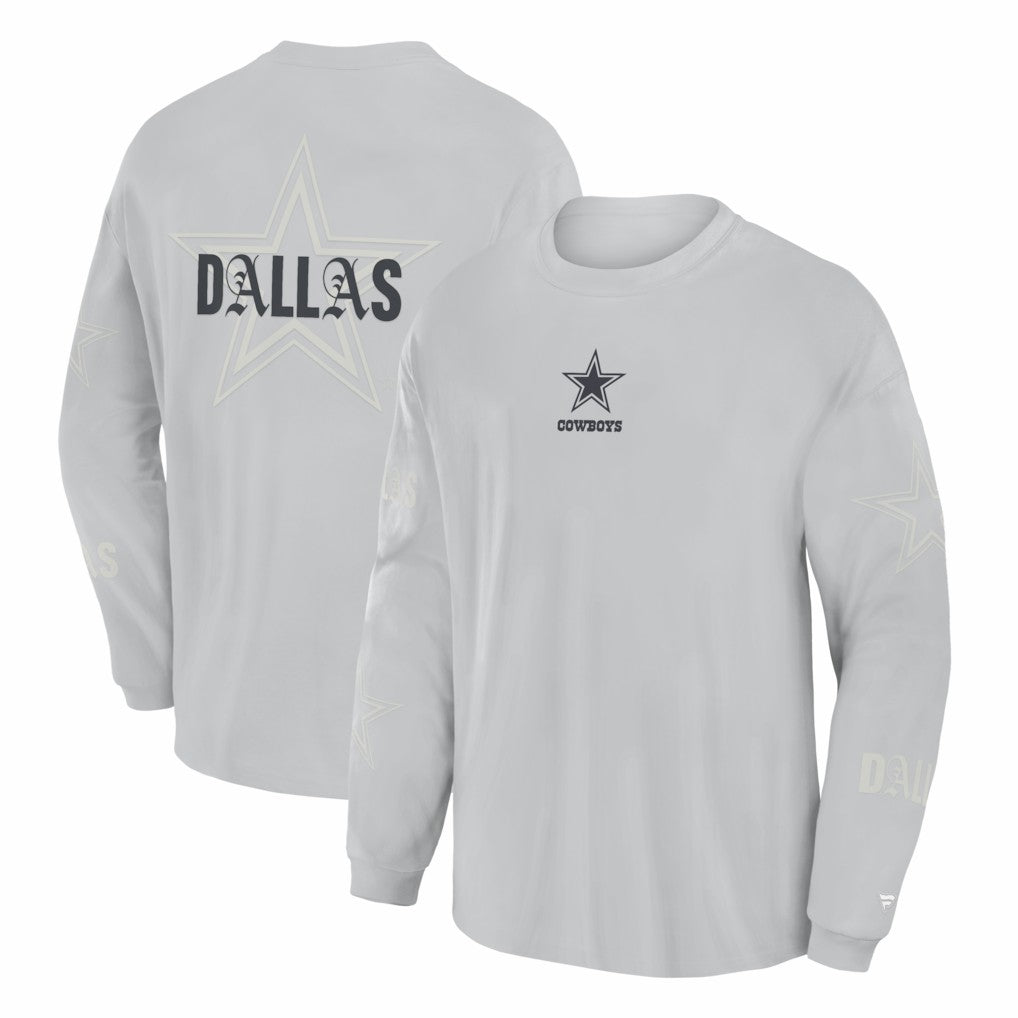 Dallas Cowboys Oversized Type Play Long Sleeve T-Shirt - Gray discount