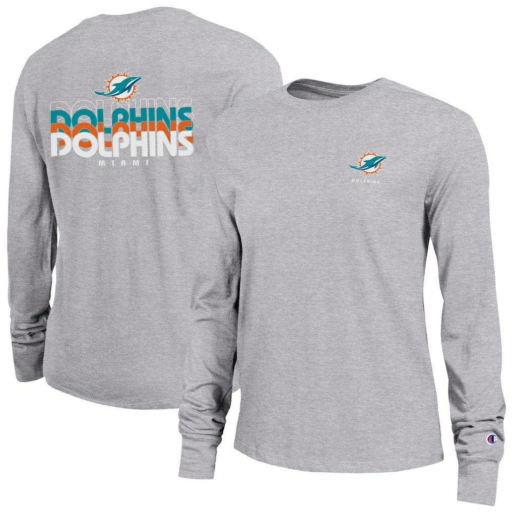 Miami Dolphins Champion Women's Core Long-Sleeve T-Shirt - Heather Gray cheap