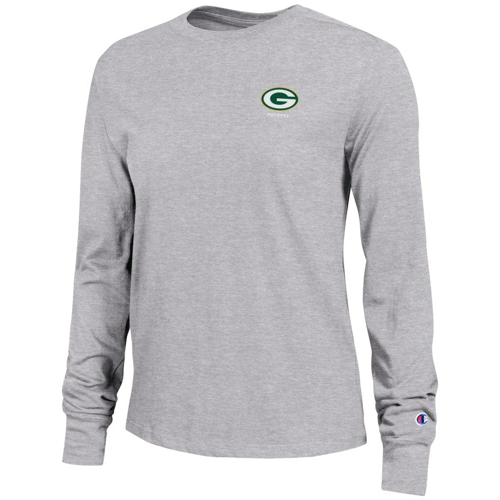Green Bay Packers Champion Women's Core Long-Sleeve T-Shirt - Heather Gray for sale