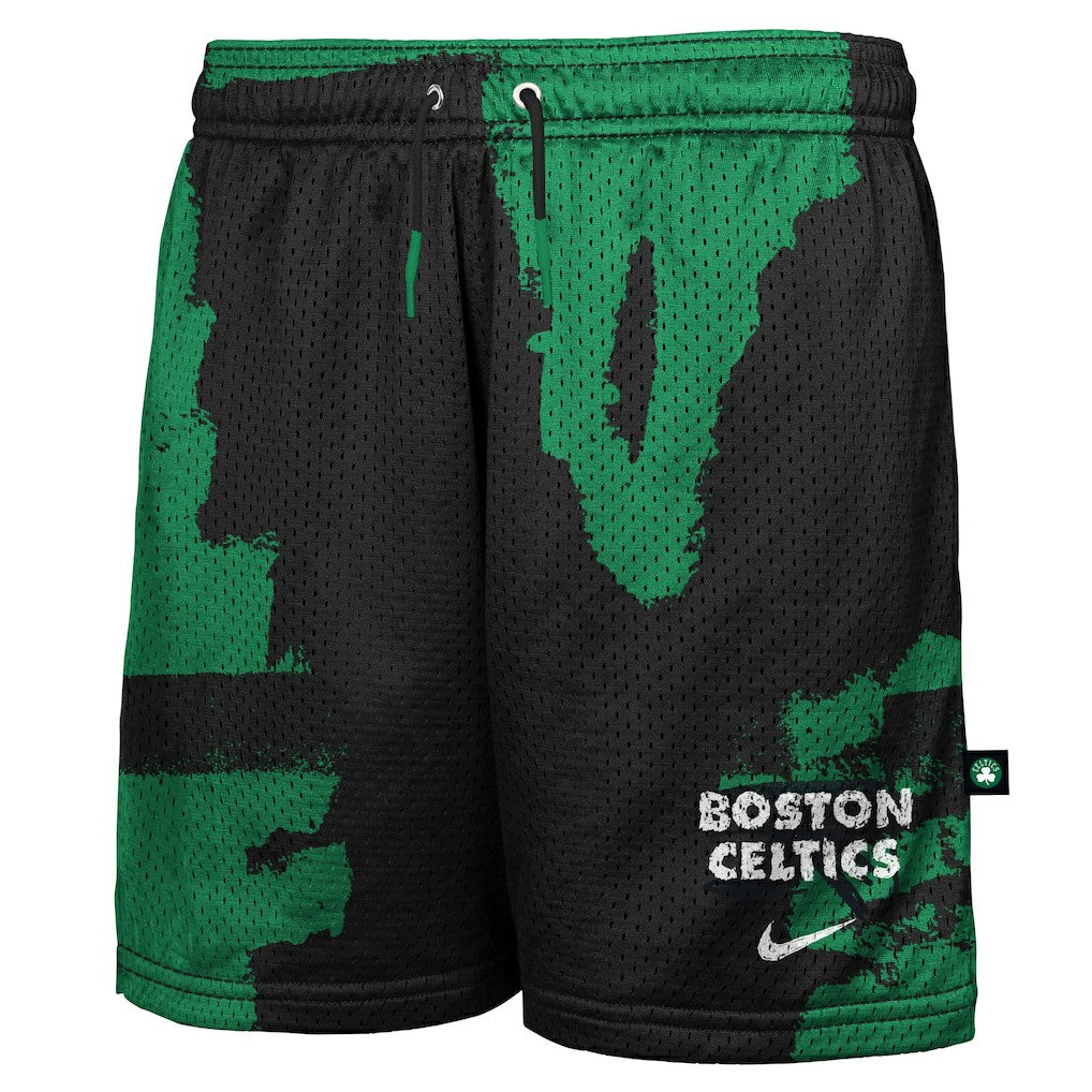 Boston Celtics Youth Courtside Pro Shot Dri-FIT Mesh Practice Shorts - Black/Kelly Green outlet
