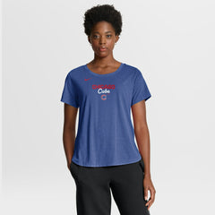 Chicago Cubs Women's Arched Tri-Blend T-Shirt Heather Royal