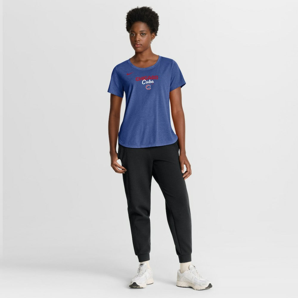 Chicago Cubs Women's Arched Tri-Blend T-Shirt Heather Royal