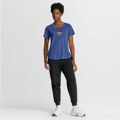 Chicago Cubs Women's Arched Tri-Blend T-Shirt Heather Royal