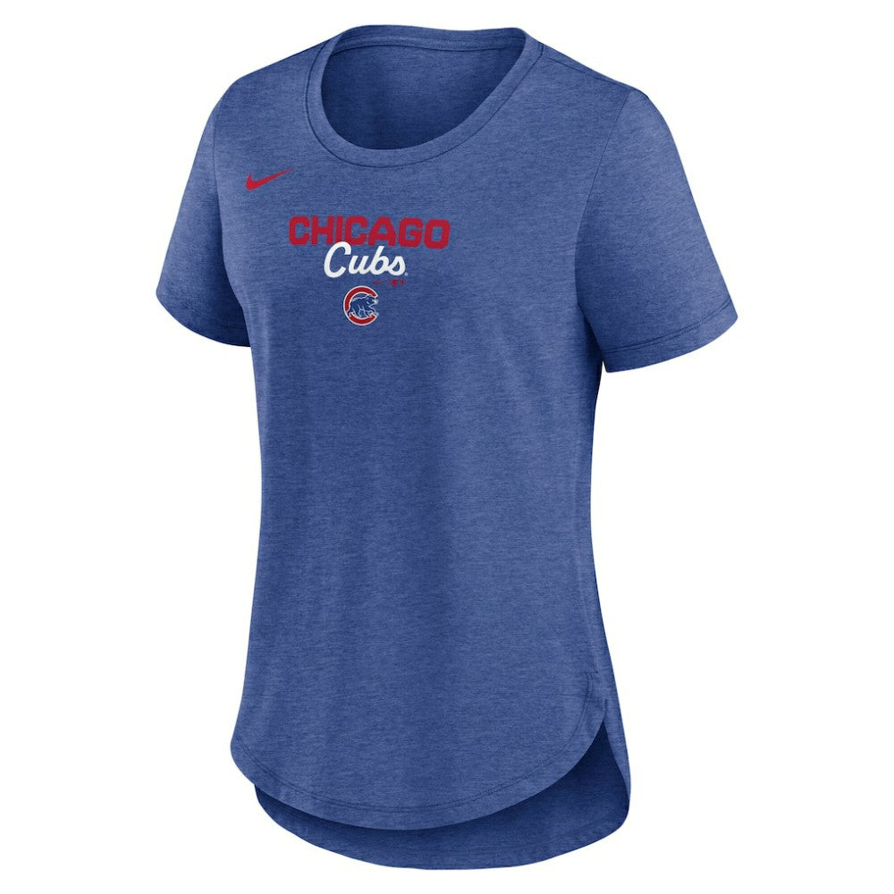 Chicago Cubs Women's Arched Tri-Blend T-Shirt Heather Royal