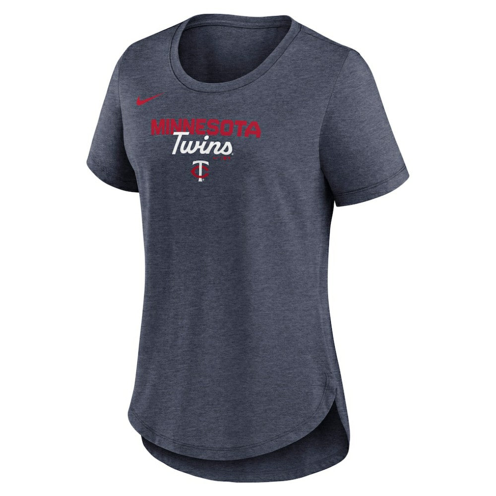Minnesota Twins Women's Arched Tri-Blend T-Shirt Heather Navy