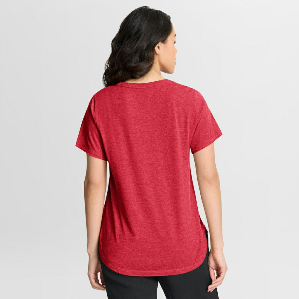 St. Louis Cardinals Women's Arched Tri-Blend T-Shirt Heather Red