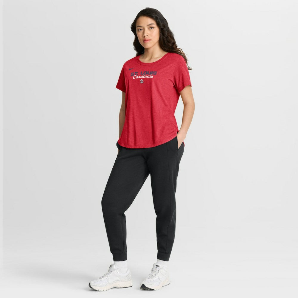 St. Louis Cardinals Women's Arched Tri-Blend T-Shirt Heather Red