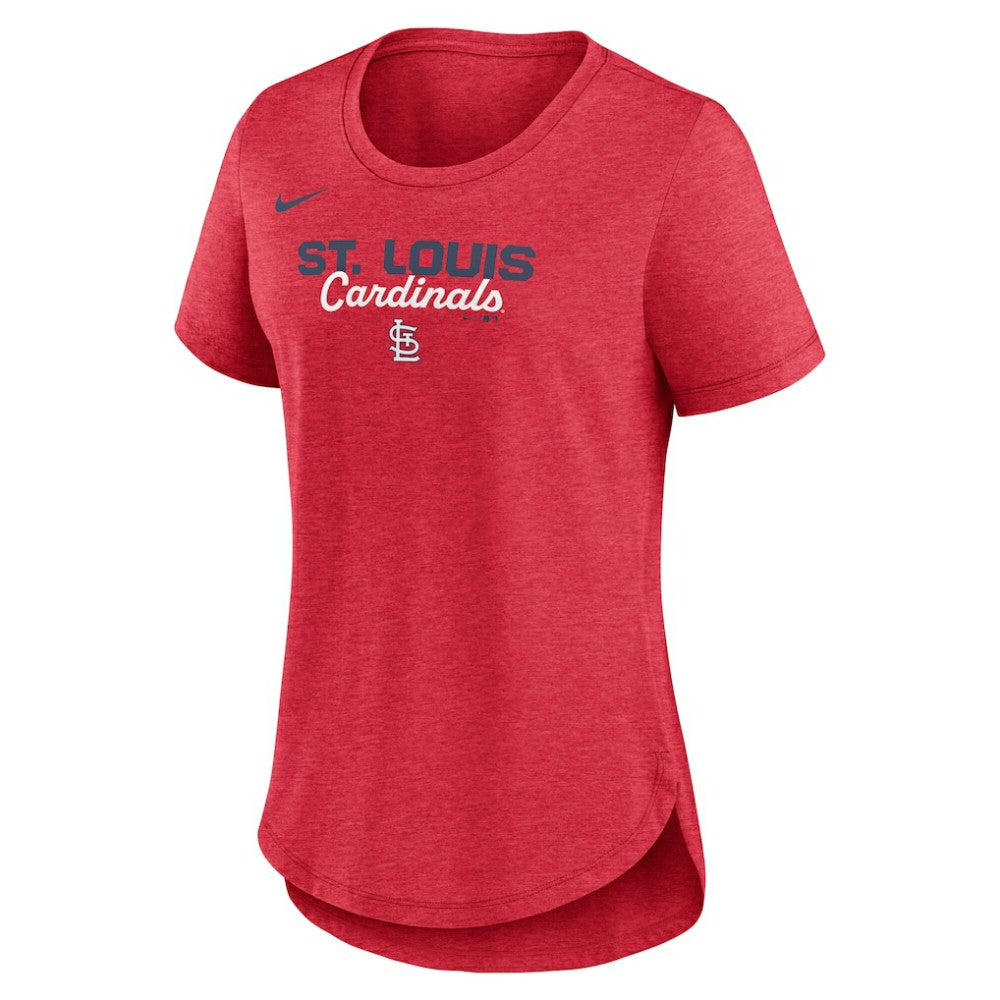 St. Louis Cardinals Women's Arched Tri-Blend T-Shirt Heather Red