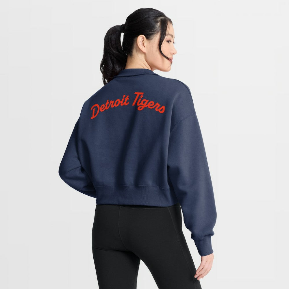 Detroit Tigers Women's Primetime Phoenix Fleece Half-Zip Sweatshirt Navy