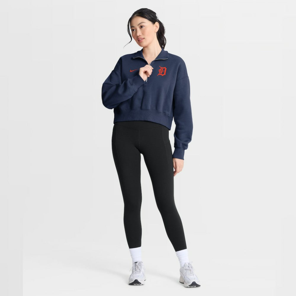 Detroit Tigers Women's Primetime Phoenix Fleece Half-Zip Sweatshirt Navy