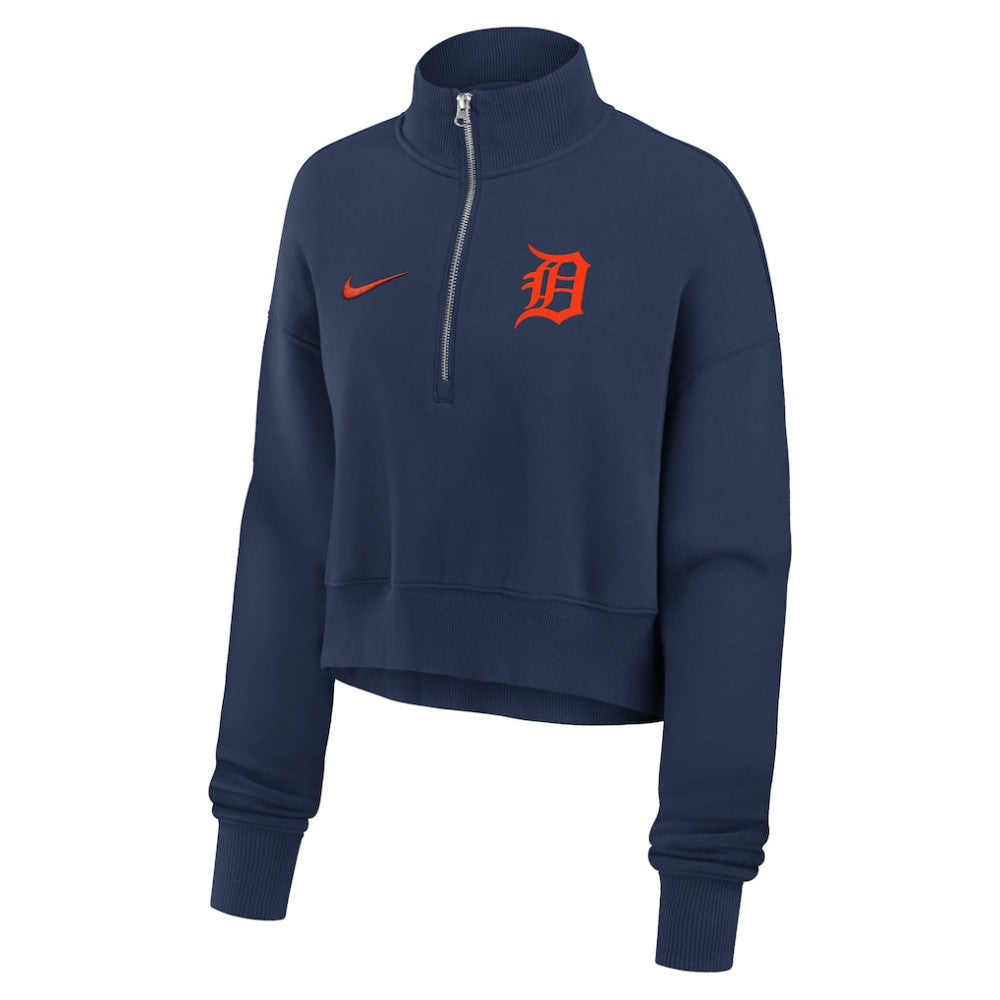 Detroit Tigers Women's Primetime Phoenix Fleece Half-Zip Sweatshirt Navy