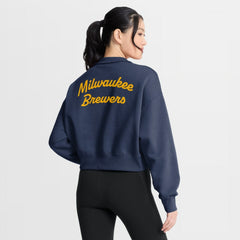 Milwaukee Brewers Women's Primetime Phoenix Fleece Half-Zip Sweatshirt Navy