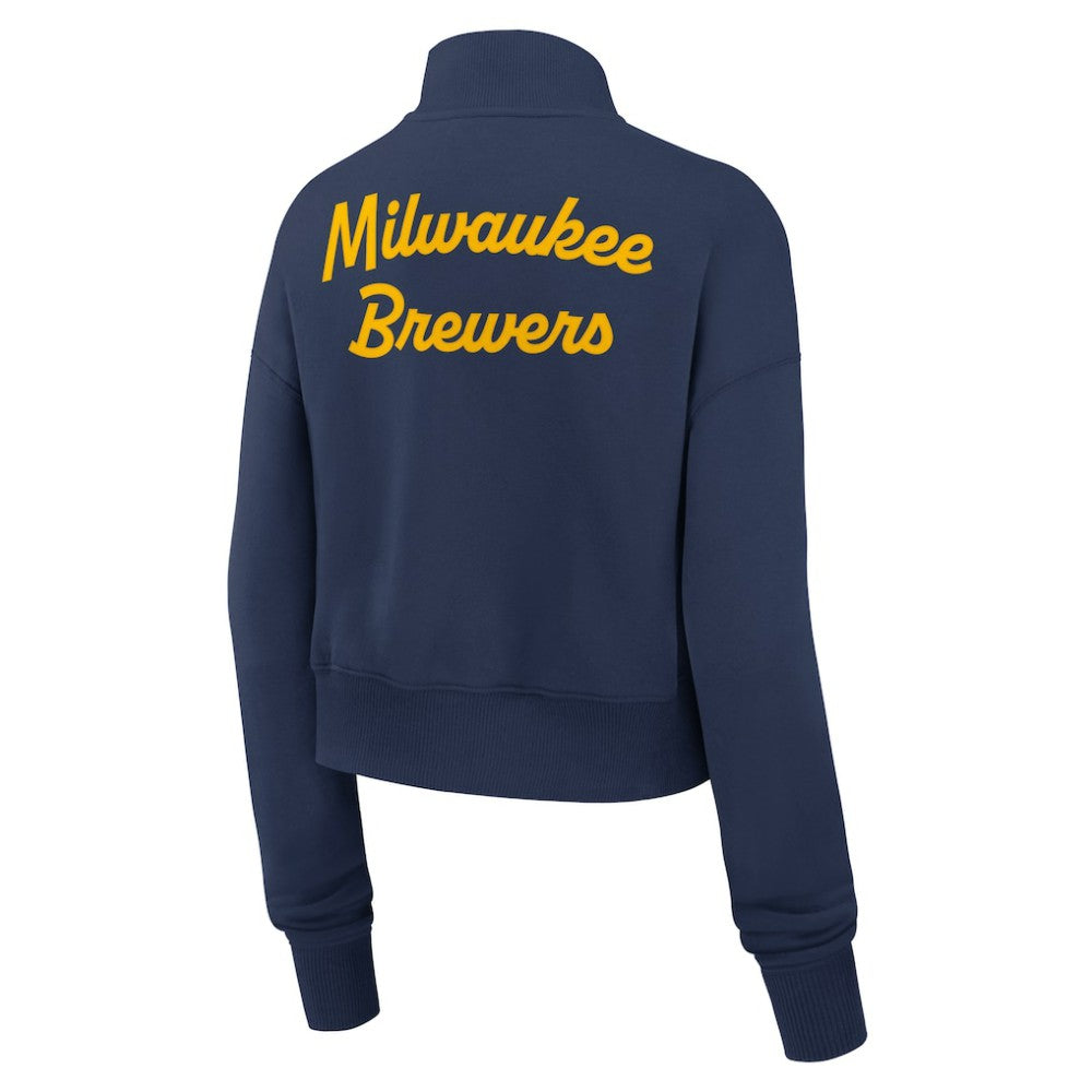 Milwaukee Brewers Women's Primetime Phoenix Fleece Half-Zip Sweatshirt Navy
