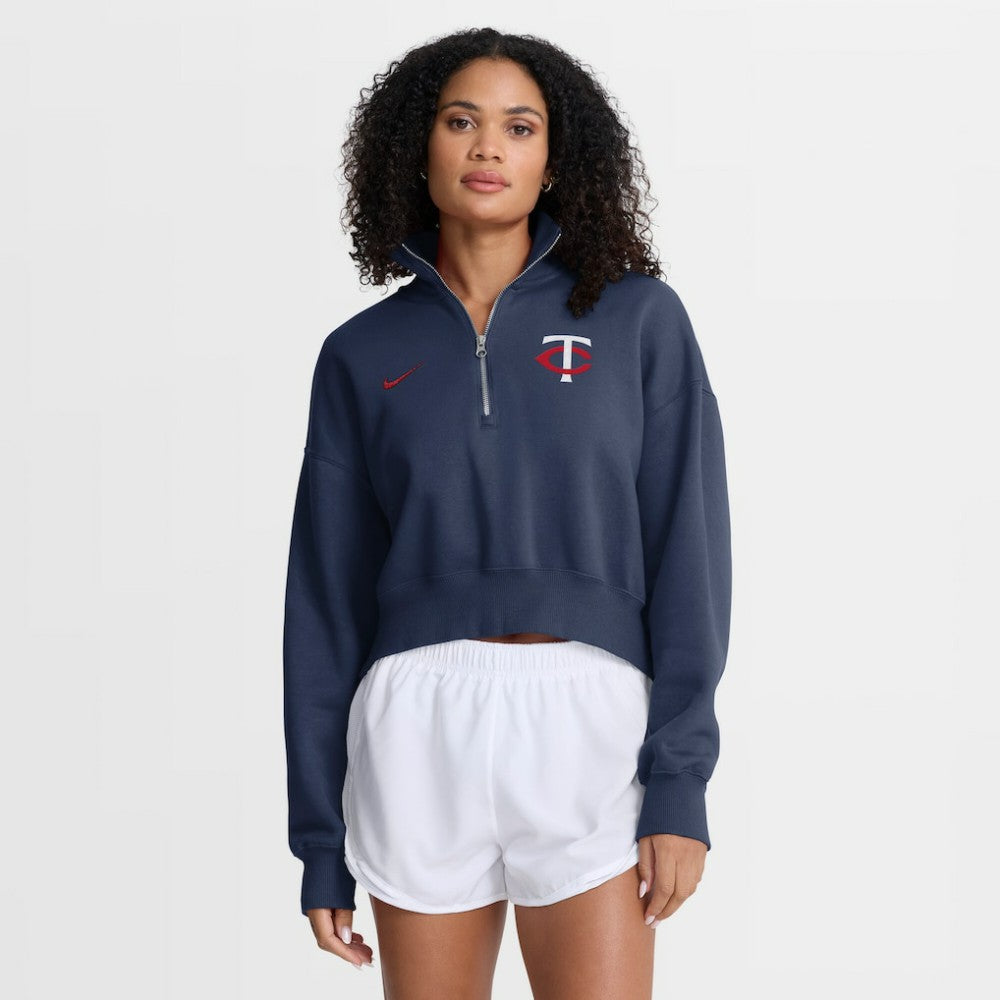 Minnesota Twins Women's Primetime Phoenix Fleece Half-Zip Sweatshirt Navy