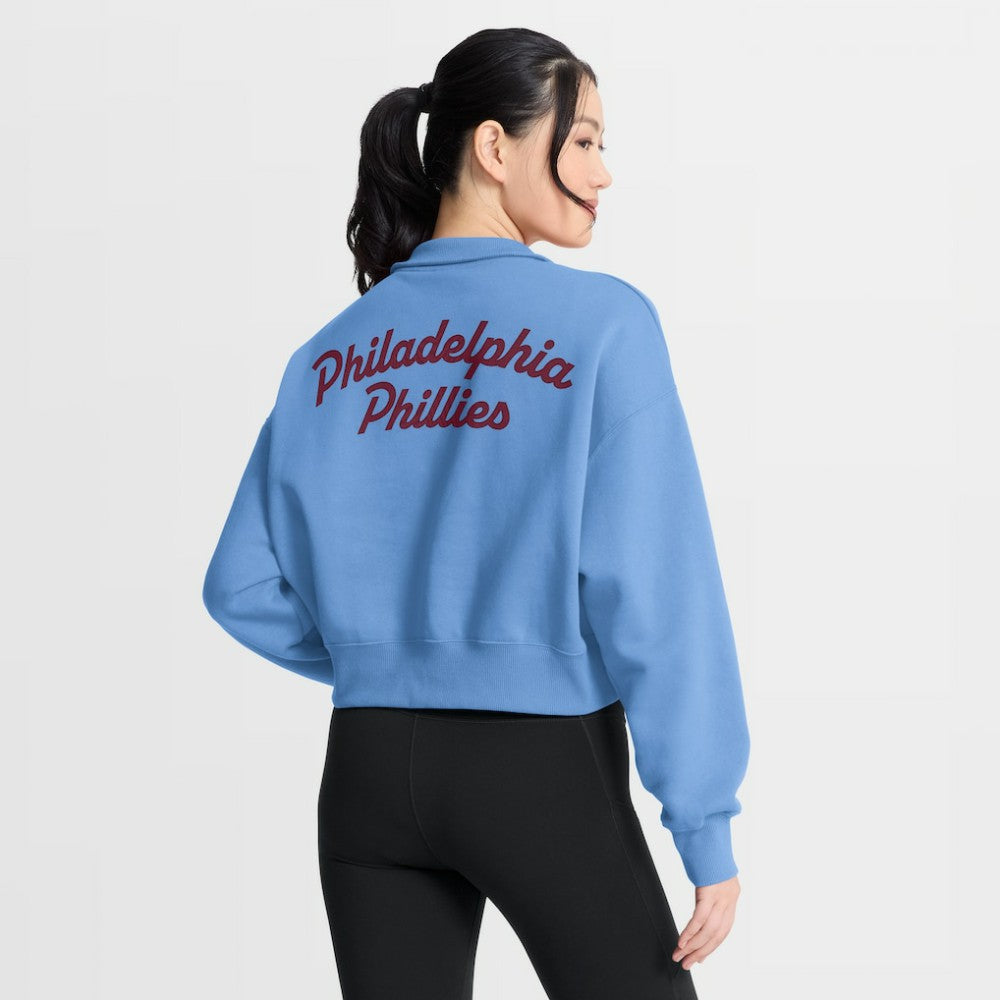 Philadelphia Phillies Women's Primetime Phoenix Fleece Half-Zip Sweatshirt Light Blue