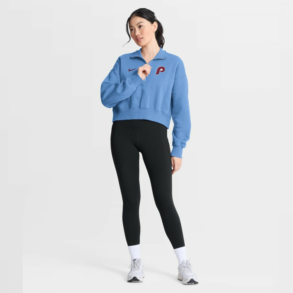 Philadelphia Phillies Women's Primetime Phoenix Fleece Half-Zip Sweatshirt Light Blue