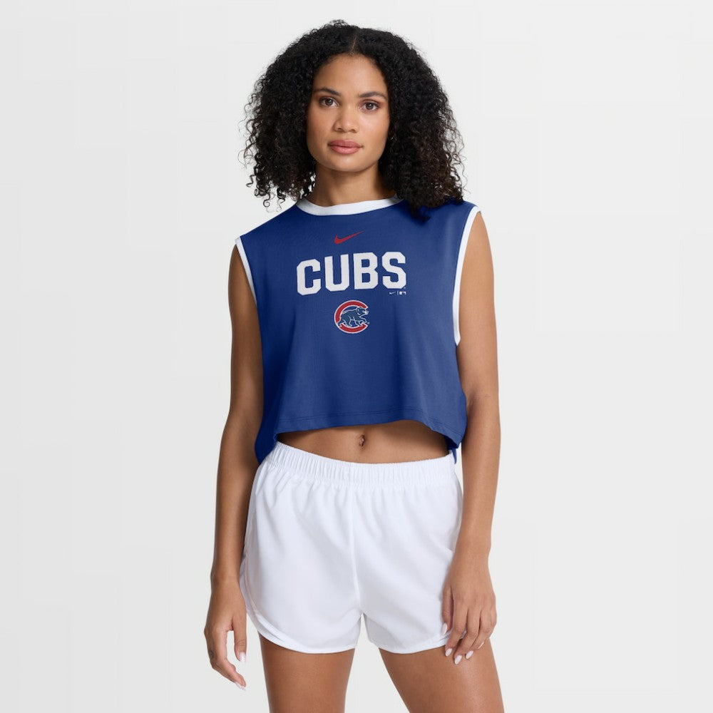 Chicago Cubs Women's Primetime Loose Dri-FIT Cropped Tank Top Royal