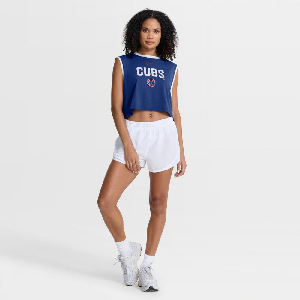 Chicago Cubs Women's Primetime Loose Dri-FIT Cropped Tank Top Royal