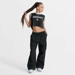 Los Angeles Dodgers Women's Primetime Loose Dri-FIT Cropped Tank Top Black
