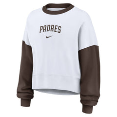 San Diego Padres Women's Oversized High Hip Fleece Sweatshirt White/Brown
