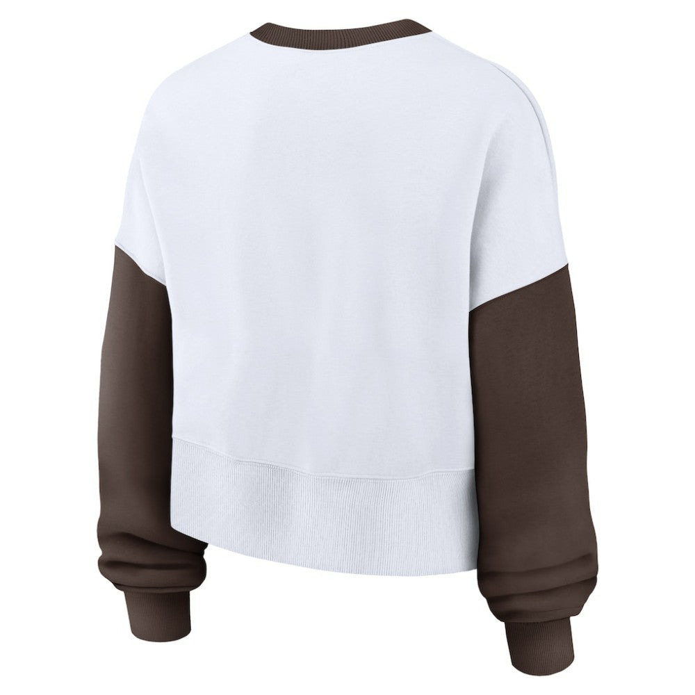 San Diego Padres Women's Oversized High Hip Fleece Sweatshirt White/Brown