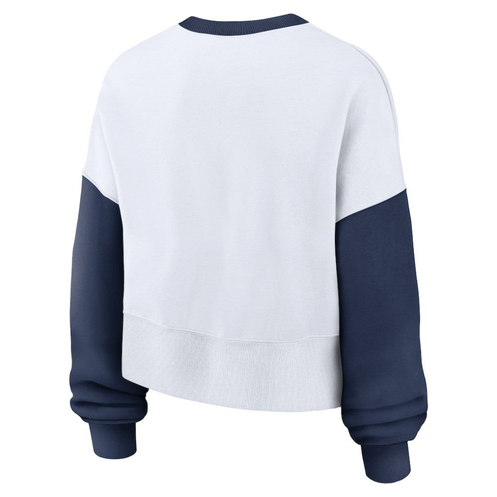 Boston Red Sox Women's Oversized High Hip Fleece Sweatshirt White/Navy