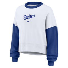 Los Angeles Dodgers Women's Oversized High Hip Fleece Sweatshirt White/Royal