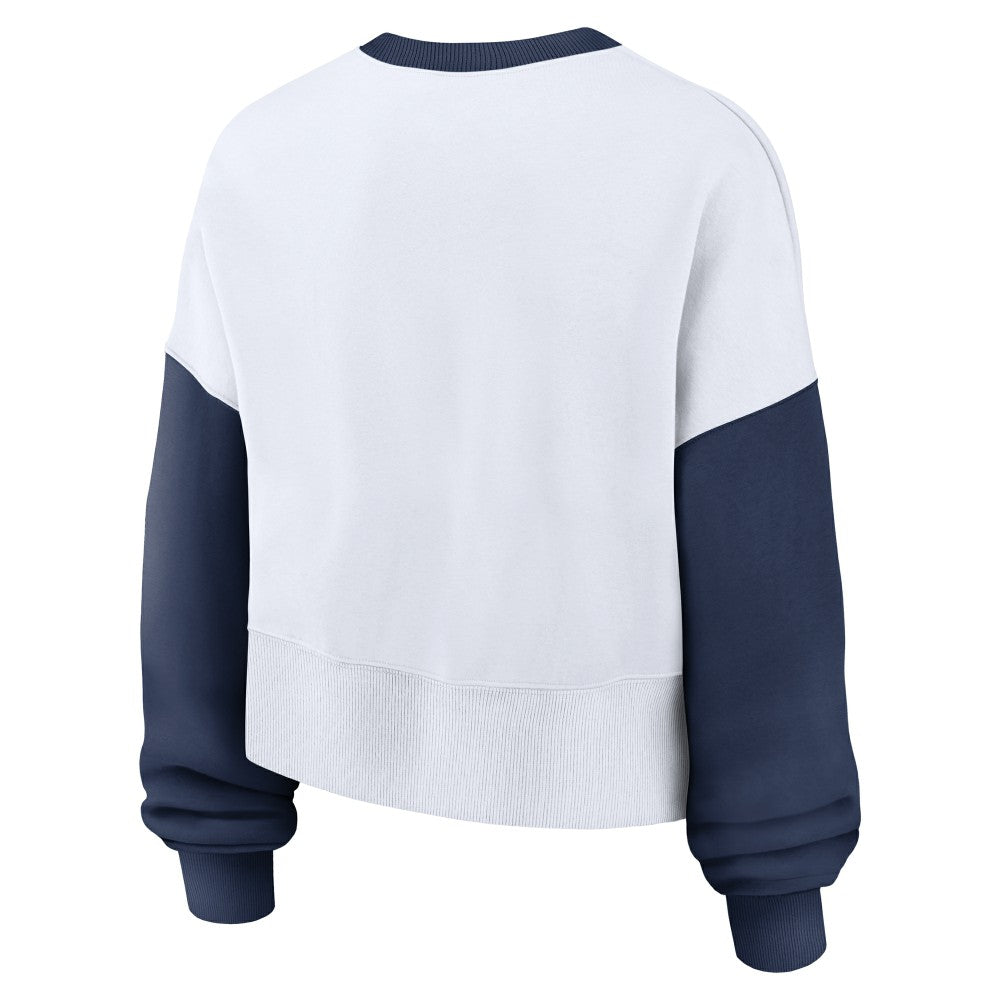 Cleveland Guardians Women's Oversized High Hip Fleece Sweatshirt White/Navy