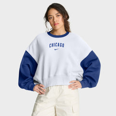 Chicago Cubs Women's Oversized High Hip Fleece Sweatshirt White/Royal