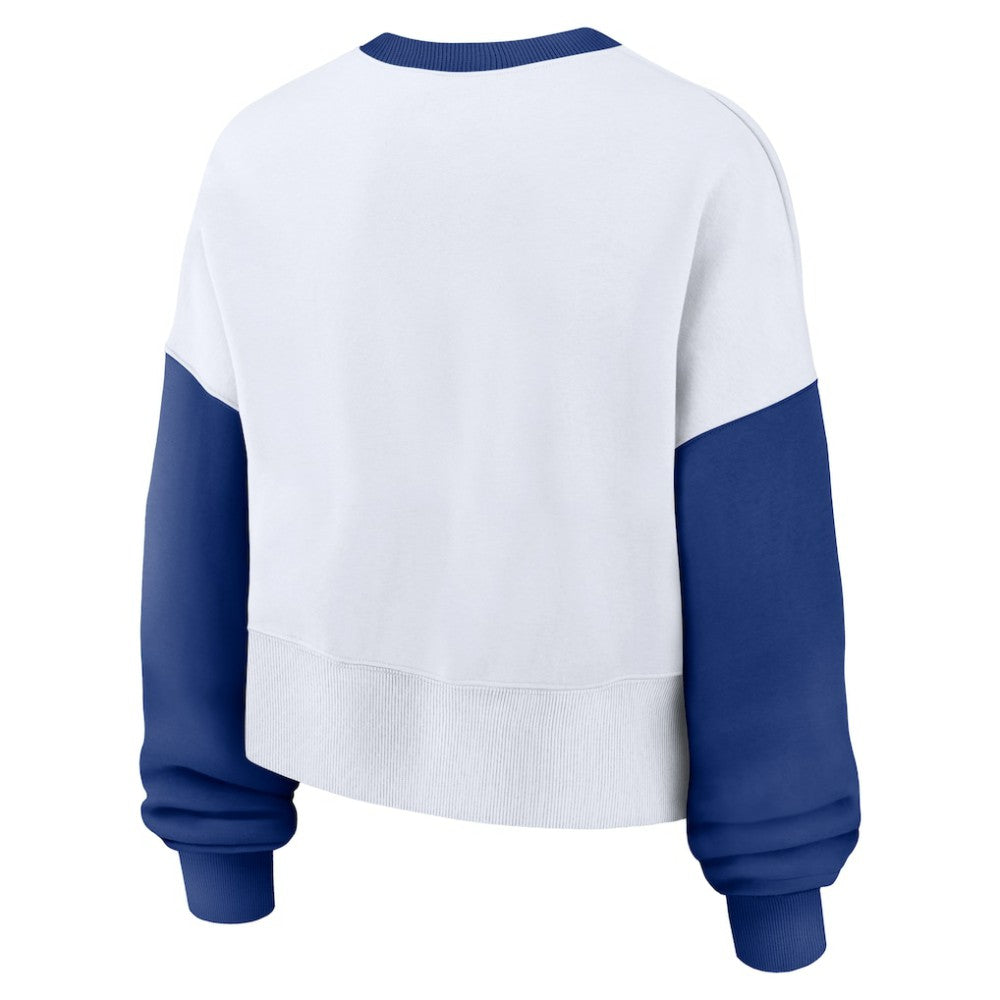 Chicago Cubs Women's Oversized High Hip Fleece Sweatshirt White/Royal