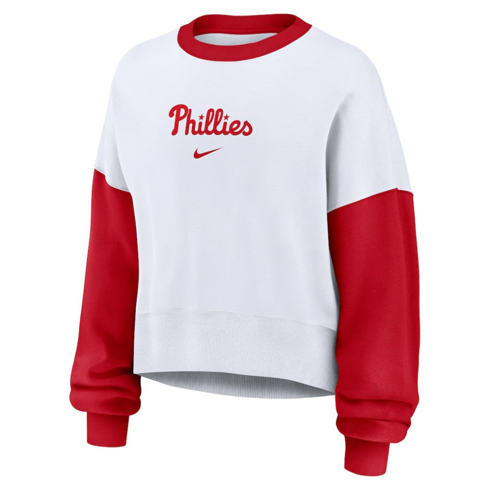 Philadelphia Phillies Women's Oversized High Hip Fleece Sweatshirt White/Red
