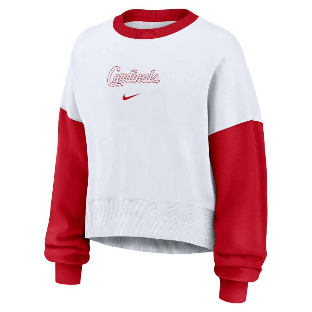 St. Louis Cardinals Women's Oversized High Hip Fleece Sweatshirt White/Red