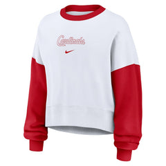 St. Louis Cardinals Women's Oversized High Hip Fleece Sweatshirt White/Red