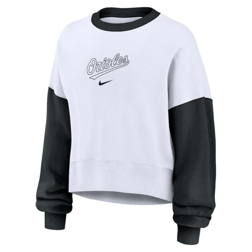 Baltimore Orioles Women's Oversized High Hip Fleece Sweatshirt White/Black