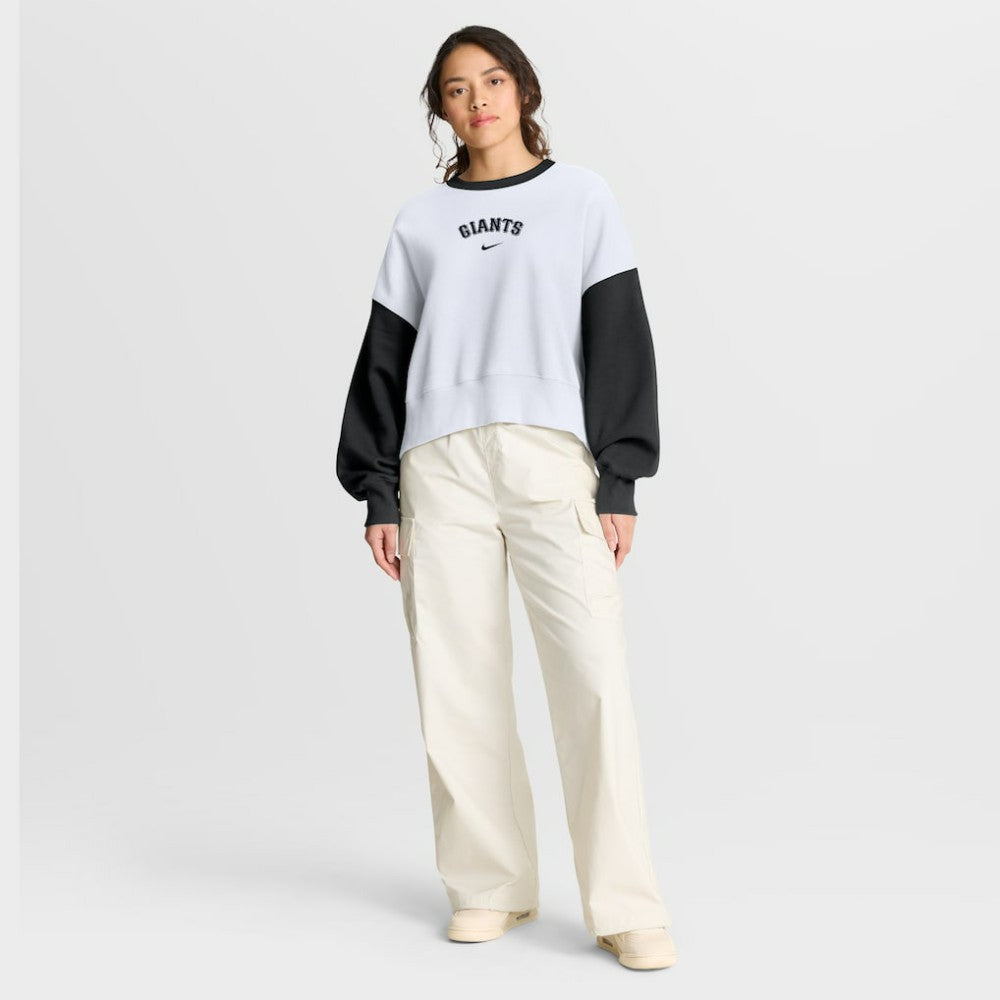 San Francisco Giants Women's Oversized High Hip Fleece Sweatshirt White/Black