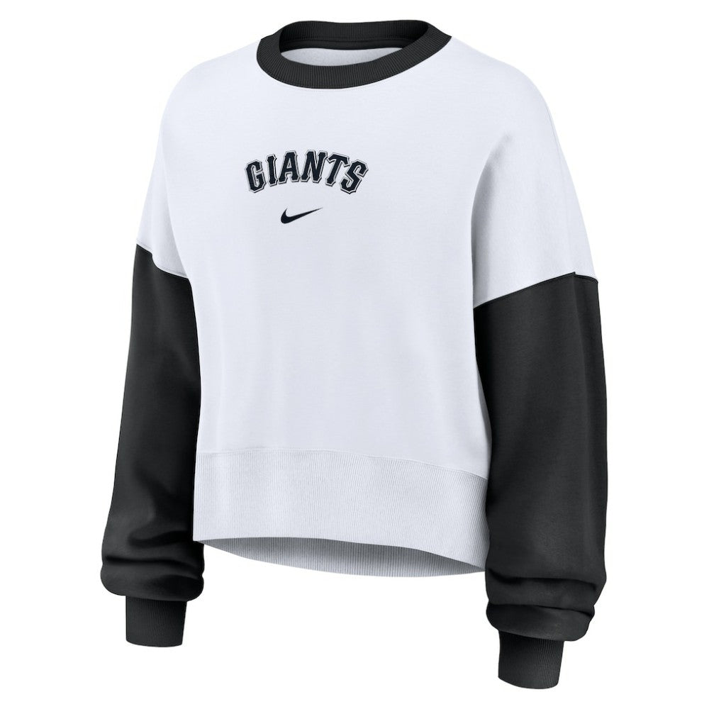 San Francisco Giants Women's Oversized High Hip Fleece Sweatshirt White/Black
