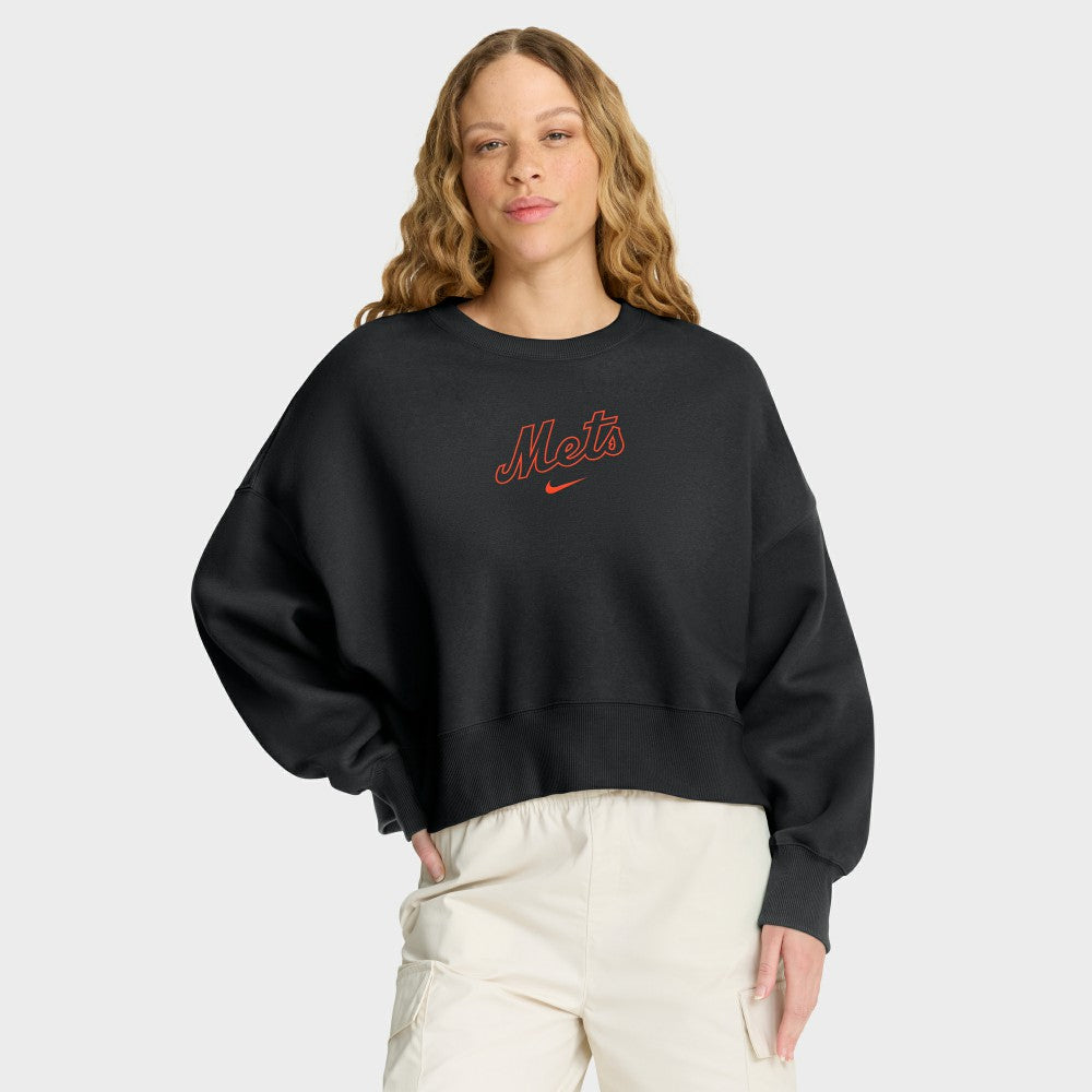 New York Mets Women's Oversized Primetime Sweatshirt Black