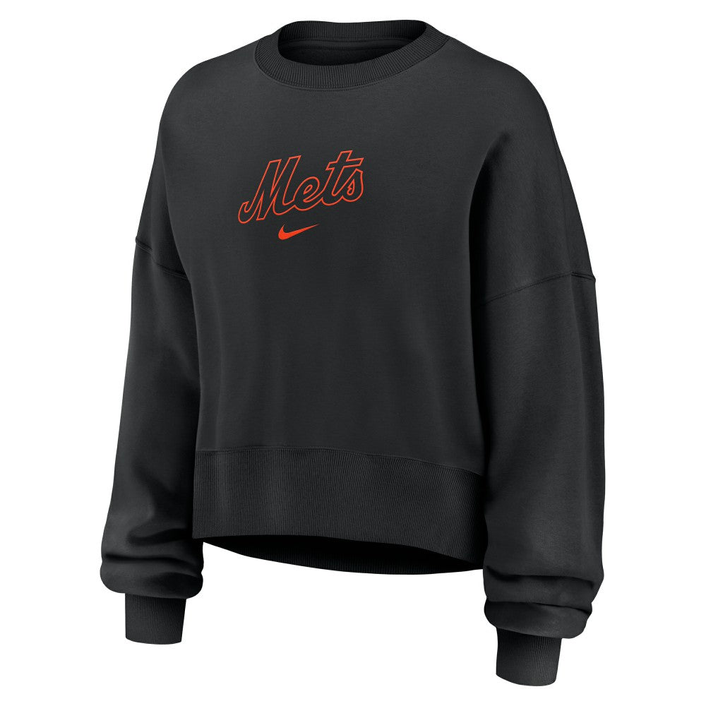 New York Mets Women's Oversized Primetime Sweatshirt Black