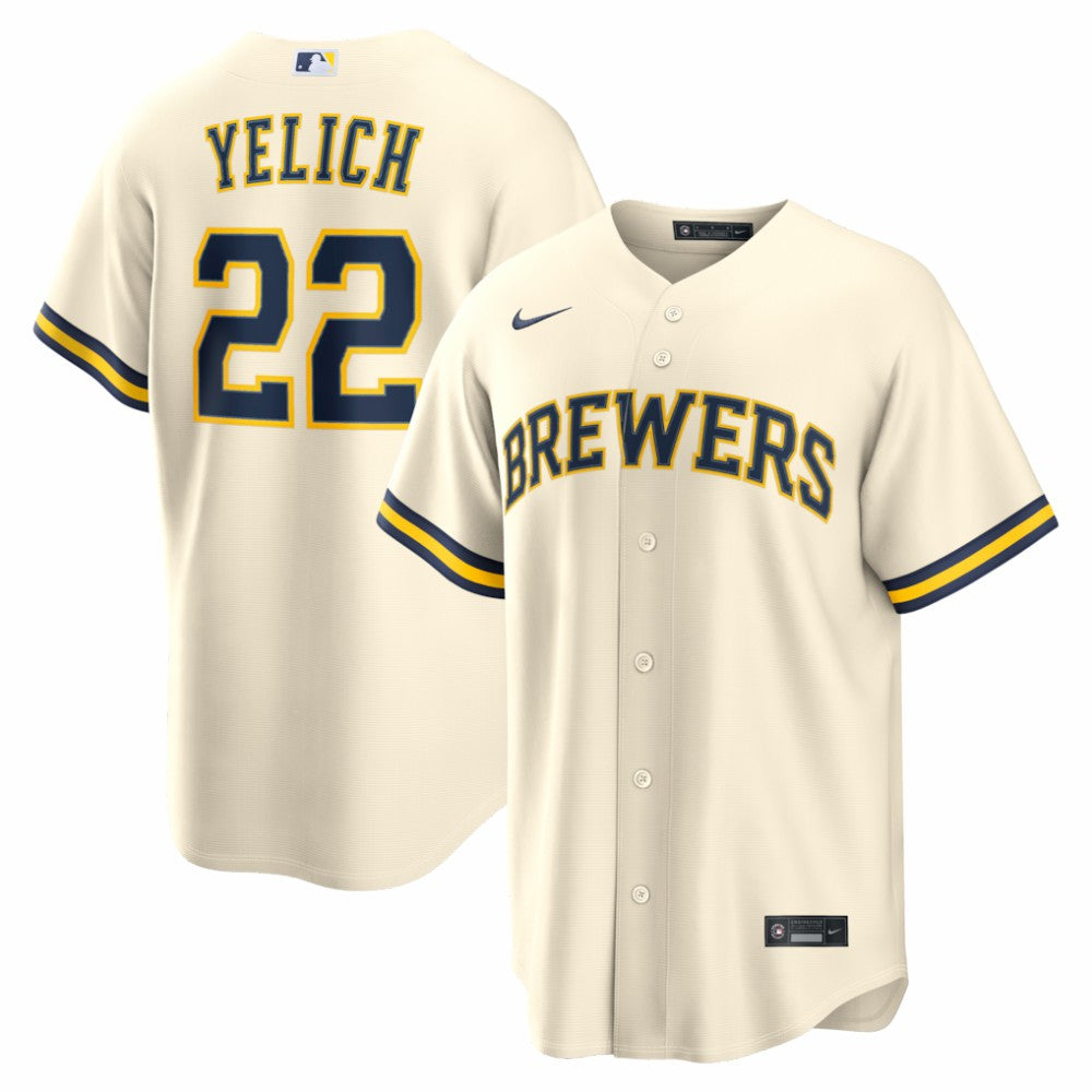 Christian Yelich Milwaukee Brewers Home Replica Jersey Cream