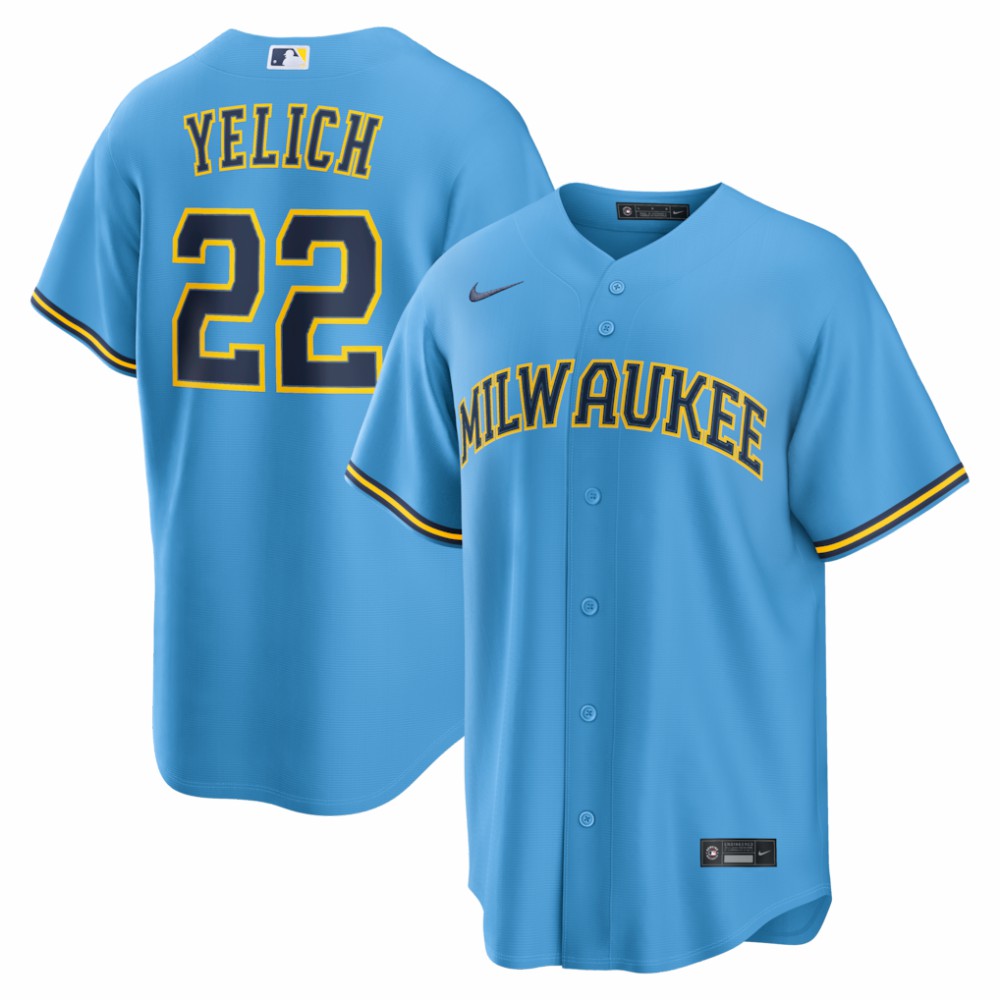 Christian Yelich Milwaukee Brewers Road Replica Jersey Light Blue