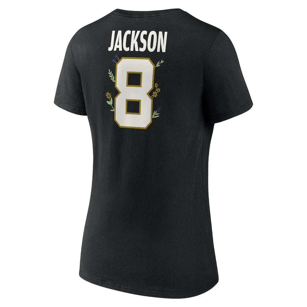 Lamar Jackson Baltimore Ravens Women's Floral Name & Number V-Neck T-Shirt - Black sale