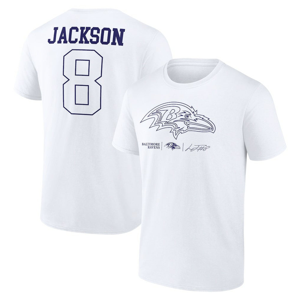 Lamar Jackson Baltimore Ravens Tonal Name & Number T-Shirt - White sale