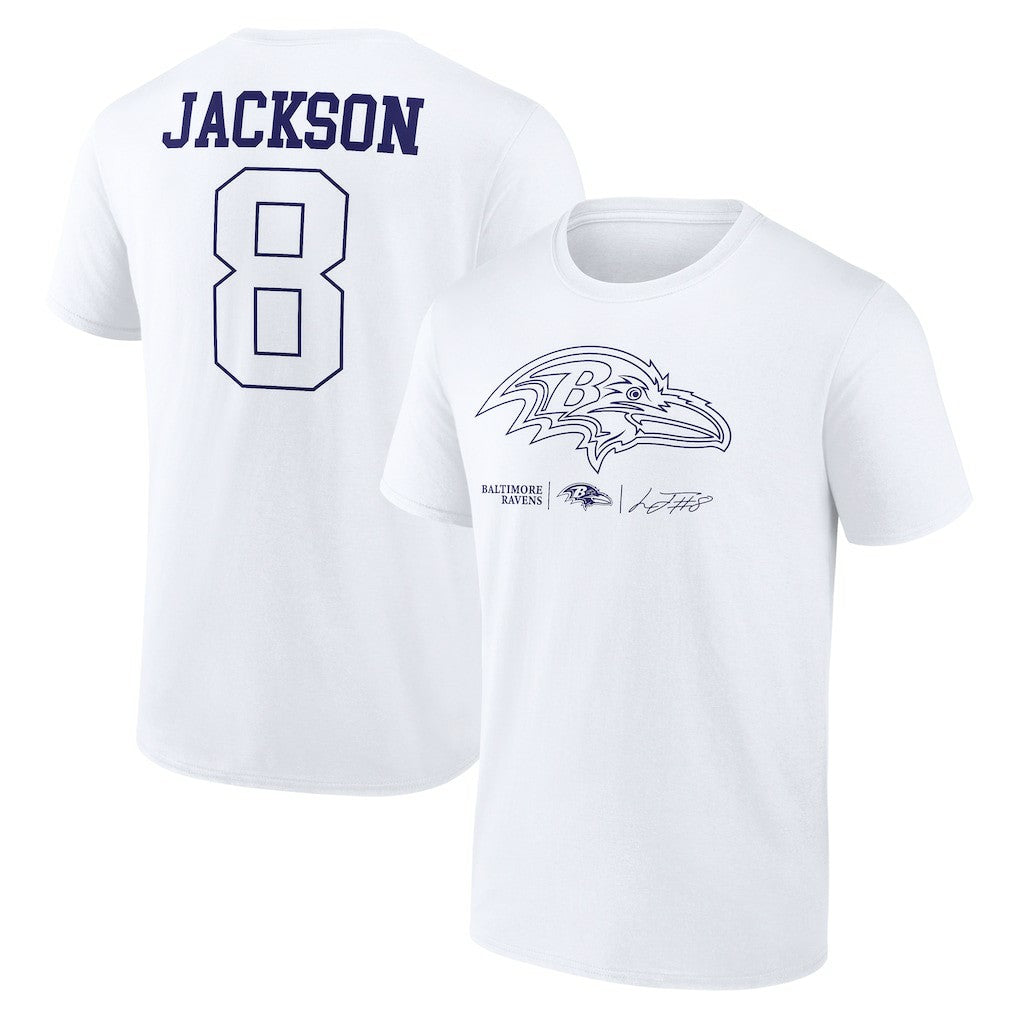 Lamar Jackson Baltimore Ravens Tonal Name & Number T-Shirt - White sale
